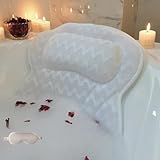 LIBRALUX Bath Pillows,Bathtub Pillows for Head and Neck Back Support,Bath Pillows for Tub with Soft 4D Breathable Mesh Fabric and Nonslip Suction Cups,Relaxing Bath Accessories Spa Gifts .(Wave White)