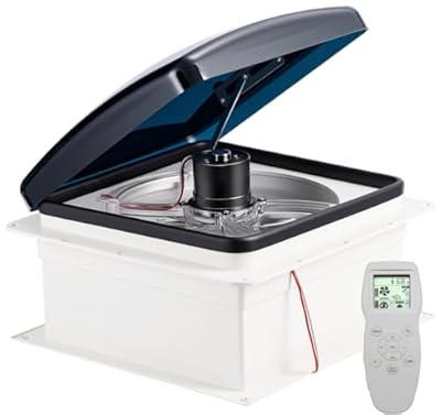 RVLOVENT RV Vent Fan Roof 12V Remote Control 14 x 14 inches 10-Speed