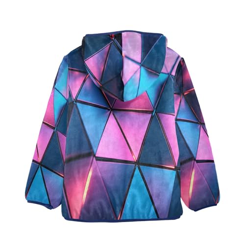 Triangular Architectural Toddler Fleece Jacket Girl Boys Hooded Fleece Jacket Coat Warm Outwear Zip-up 3-10T2