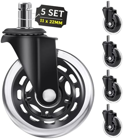 HOLKIE Bürostuhl Rollen 5er Set | 11x22 Mm | Leise Gummirollen Für Parkett & Hartboden
