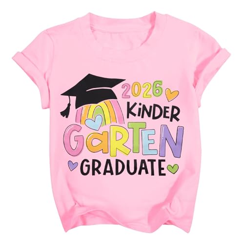 Kindergarten Graduation Shirt for Girl: Last Day of School Shirt Kids 2026 Preschool Graduation Gift Tee Top Pink