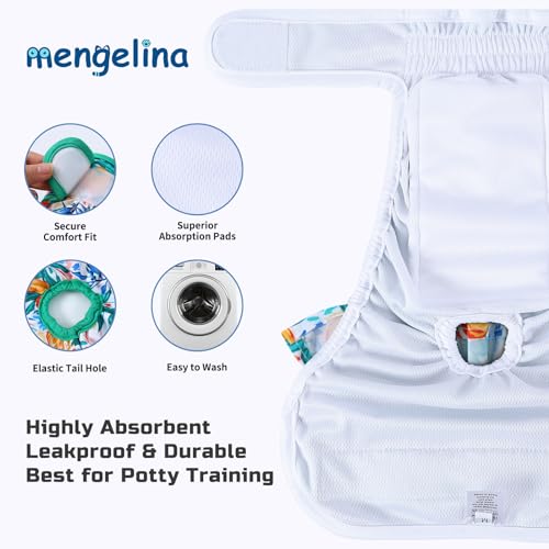 Image of Dog Diapers Washable (3 Pack), Reusable Female Dog Diapers Highly Absorbent for Heat, Incontinence, XS