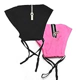 Cleanbreath Reusable Triple Layers Cloth Face Mask with Zipper for Drinking and Eating (Medium, 2PK(Black&Pink))