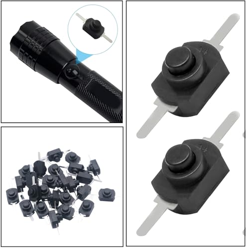Miniatura 4 de Huaziz 50 Piezas Negro Interruptor De Botón Automático De 2 Pines Mini Interruptor De Encendido Apagado Para Linterna Smd Tipo Lámpara De Luz Enchufe Pared Dc 30 V 1 A