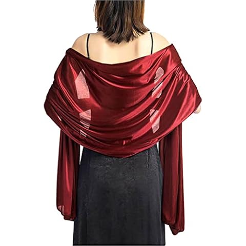 GFM® Silky Feel Scarf Shawl for Evenings Weddings Bridesmaids-Burgundy Red-(SLKLUX-BRGLL) Cover