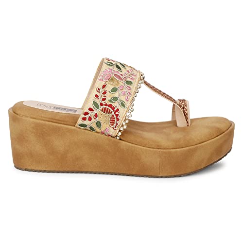 Image of Fabric Platform Low Heel Wedges For Women and Girls