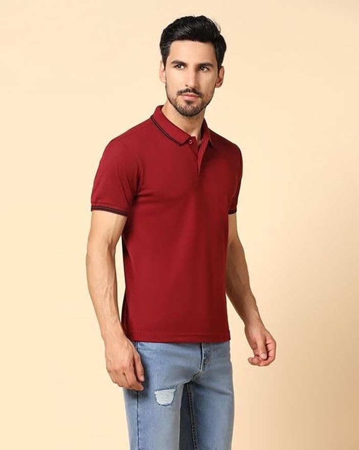 Image of INKKR Men's Solid Polo Neck Half Sleeve Stylish T-Shirt Combo