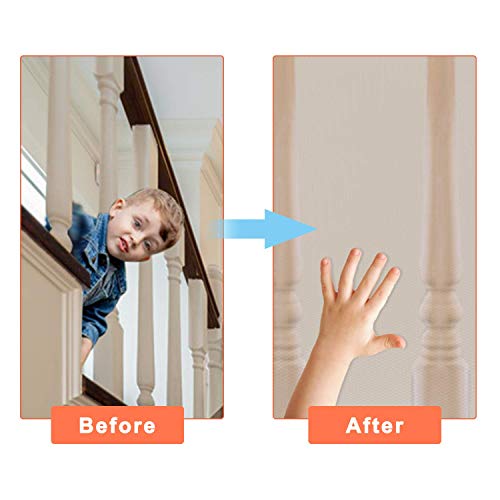 Child Safety Net, Durable Banister Guard For Baby Safety Stairs Railing Balcony Cribs, Banister Stair Mesh Baby Proofing, Easy To Install Stair Netting For Kids, Pets, Toys - (10Ft Lx2.5Ft H) White #TOP3