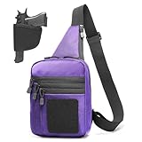 VTACOUTV Gun Bag for Handguns, Tactical Sling Bag for Women CCW Shoulder Crossbody Bag Chest Pack Range Bags with Holster(Purple)