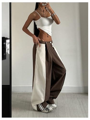 Verdusa Women's Colorblock Wide Leg Baggy Pants Sport Workout Loose Long Trousers3