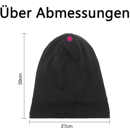 Foto von CPRNQY Schlafhaube,SchlafmüTze Damen Schwarz,Schlafmütze Herren,Satin GefüTtertes Extra Verstellbare SchlafmüTze Lockige HaarmüTze SchlafmüTze Weich und Bequem, Kopfumfang der Meisten Menschen