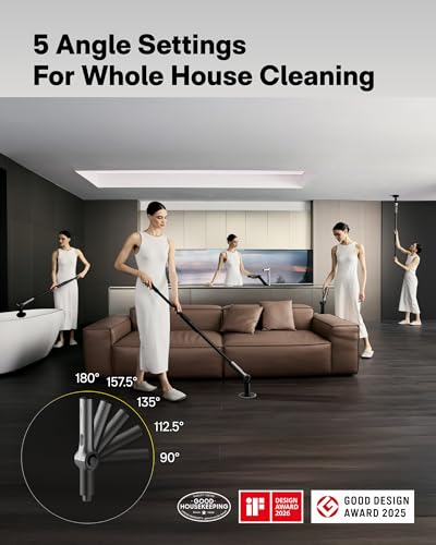Image of HOTO Flexi Cordless Electric Spin Scrubber, Adjustable Angle, Extendable Handle, Smart Display, IPX7 Waterproof, Powerful Cleaning Scrubber with 8 Replaceable Brush Heads, for Bathtub, Bathroom, Tile