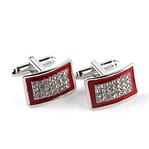 Red/Black Enamel Rhinestone Cufflinks Men's Business Shirt Cuff Link Buttons Classic Jewelry (Color : A, Size #TOP18