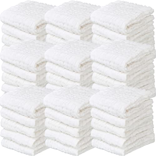 Image of Shimeyao 40 Pieces Muslin Burp Cloths Absorbent Baby Muslin Washcloths 12 x 12 inch Face Towel Baby Muslin Washcloths Baby Burp Cloths Cotton Baby Wipes for Baby Shower Boy Girl Infant Bath, White
