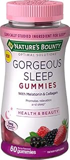 Nature's Bounty Optimal Solutions Gorgeous Sleep Melatonin 5mg Gummies with Collagen, 60 Count