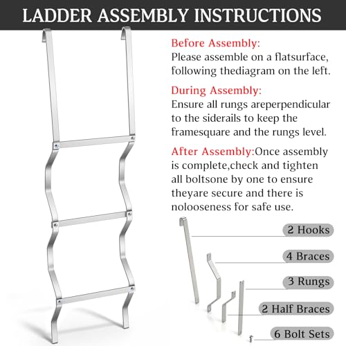 Shimeyao 1 Pcs Egress Window Well Ladder 3 Step, 14" W x 50" H by Shimeyao - Used condition - Image 6