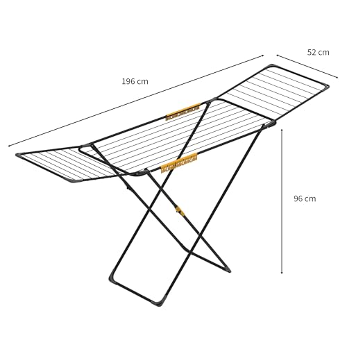 Miniatura 3 de Rörets Tendedero De Nivel Alas Bloqueables Bloqueo De Seguridad 52 X 176 X 96 Cm 20 M De Superficie De Secado Diseño Y Calidad De La Marca Más Fuerte De Suecia, Para Ropa Negro