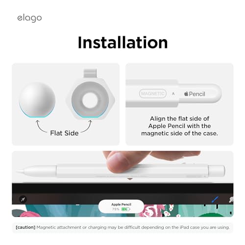 Image of elago x MONAMI Compatible with Apple Pencil Pro Case & Apple Pencil 2nd Generation Case, Compatible with Magnetic Charging, Double Tap, Squeeze (Must Read Installation Instructions) (Pale White)