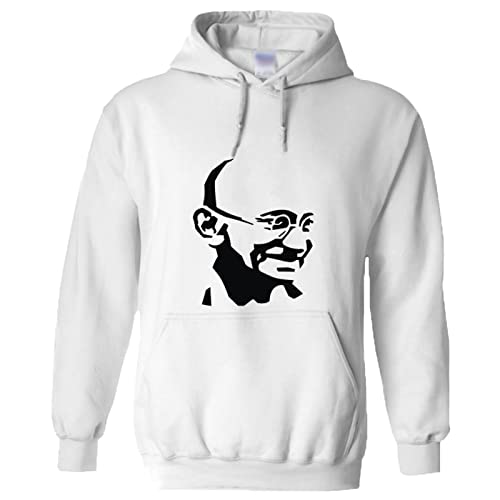 Sweat à capuche basique Gandhi blanc idée cadeau homme passionné d'histoire