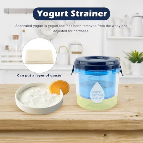 Greek Yogurt Strainer with Lid, Reusable Yogurt Filter with Ultra Fine Mesh Yogurt Strainer to Makes small batches of Thick Creamy Greek or Coconut Yogurt Cheese, Soy Milk(blue) - Thumbnail 3