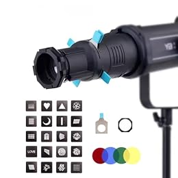 Bowens Mount 36° Lens Photography Spotlight Conical Optical Snoot kit Studio Lighting Projector Accessory with 20 Gobos,4 Color Filters for Aputure Amaran 100DS/XS 200XS/DS 300C/DII/X 60D/XS