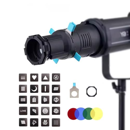 Bowens Mount 36° Lens Photography Spotlight Conical Optical Snoot kit Studio Lighting Projector Accessory with 20 Gobos,4 Color Filters for Aputure Amaran 100DS/XS 200XS/DS 300C/DII/X 60D/XS