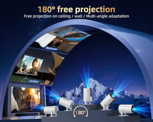 Image of Smart Projector with WiFi and Bluetooth, Pericat 4K UHD Movie Projector | 320ANSI; Google Store; Voice Control; 10,000+ Apps; Home Theater Portable Mini; Indoor & Outdoor Use