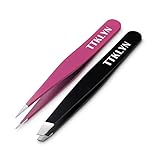 Eyebrow Tweezers Set, Professional Hair Beauty Slanted and Pointed Stainless Steel Tweezers
