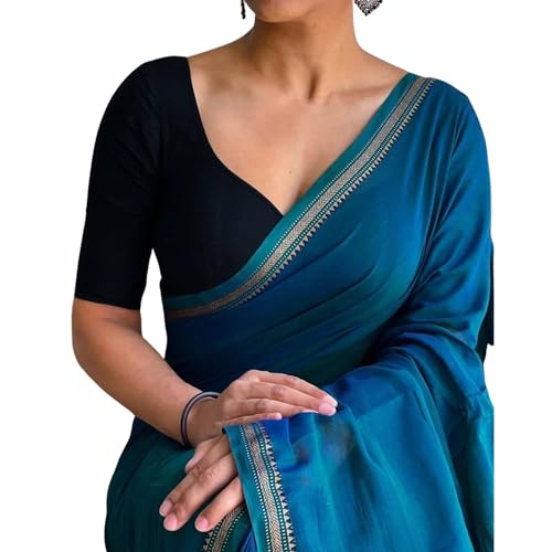 Image of Narayanpet Pure Cotton Avani Border Saree for Women with Running Blouse | Tassels | Traditional Woven Solid Design | Handloom Weave