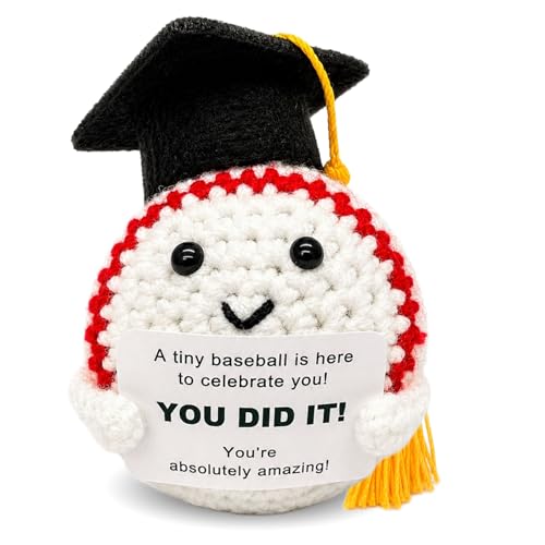 Zelaxeyi Crochet Baseball Graduation Gift for Her Him Funny Handmade Baseball Decor, Positive Sports Gift for College High School Graduates and Baseball Fans
