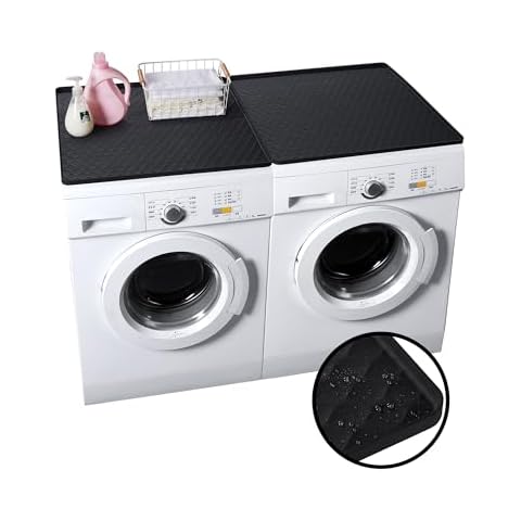 Washer and Dryer Top Protector Mat 25.6’’ x 23.6’’, Non-slip Silicone Mat for Laundry & Kitchen, Washer and Dryer Covers for the Top, Prevent Dust, Scratches and Daily Wear and Tear (2pcs Black) Cover