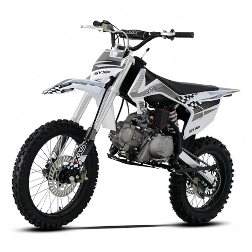 SYX MOTO 125cc Dirt Bike Teens, 12+ Yrs 4-stroke Gas-powered Dirt Bike Off-road Motorcycle, Kick Start 4-speed Manual Transmission, Whip PAD125-K1, Up To 50mph (Grey)