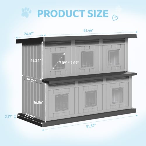 Image of Fancyango Cat House Bed Cave, Cat Houses for Outdoor Cats, Grey-Black
