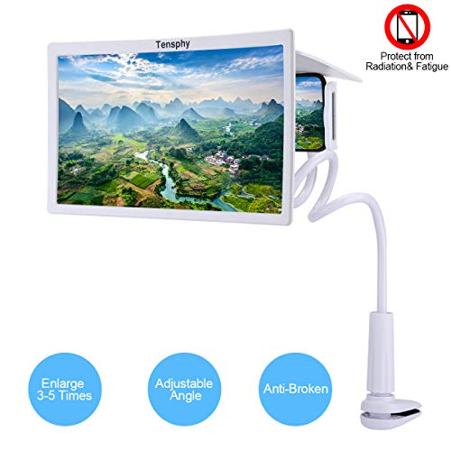 Tensphy Phone Screen Magnifier Enlarger with Adjustable Lazy Arm Phone Holder Flexible All Angles Phone Tablet Holder, Movie Enlarger for All Smart Phone
