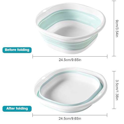 KUIZHEN Square Collapsible Washing up Bowl, 5L Multi-Functional Outdoor Travel Water Storage Basin, Folding Hand Wash Basin for Kitchen Sink Travel Camping Hiking and Motorhomes(Green) - Image 2