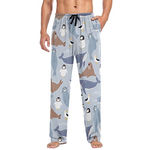 Polar Bear Seal Penguin Walrus Pajama Pants Cute Arctic Animals Men's Pajama Bottoms Lounge wear PJs Pants L4