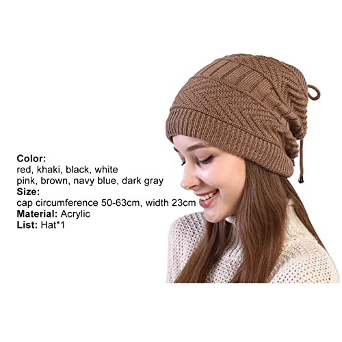 Gorro feminino com forro de pelúcia quente chapéu cachecol confortável sem aba, Caqui, P