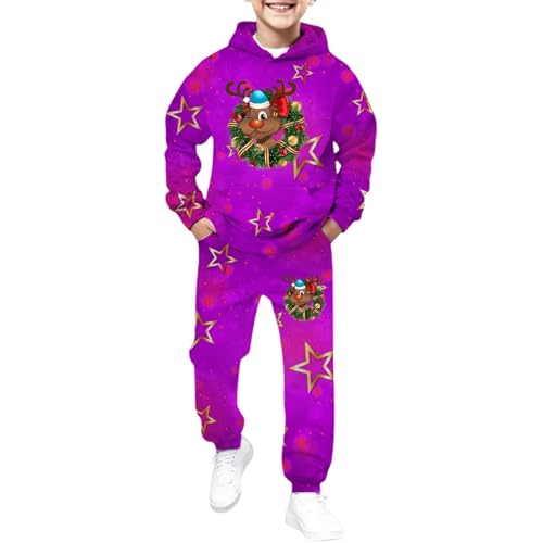 Sweat à capuche garçon imprimé et pantalon de jogging à ceinture élastique souple