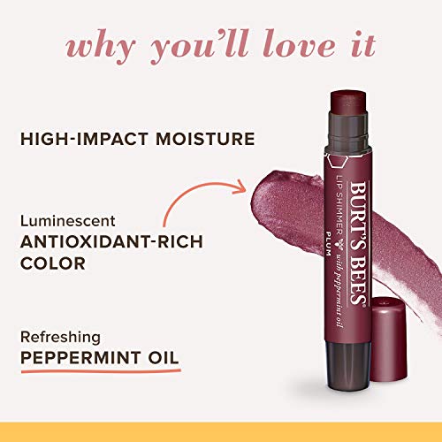Burt's Bees® 100% Natural Origin Moisturizing Lip Shimmer, Plum, 1 Tube - Pack Of 4 (Package May Very) #TOP7