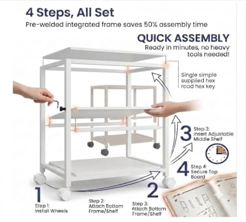 Image of 31.5 inch Heavy Duty Large Printer Stand with Adjustable Storage Shelf, White