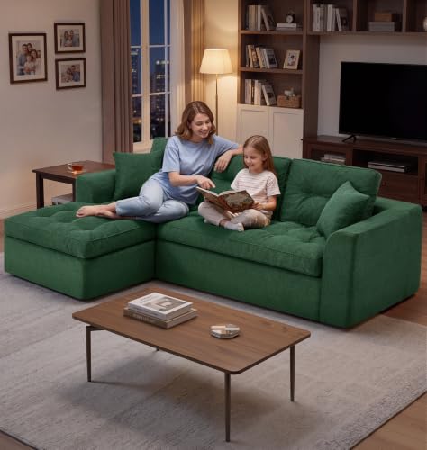 Image of Hobestluk Couch Sofa for Bedroom, Living Room, Office (Green-L, Large)