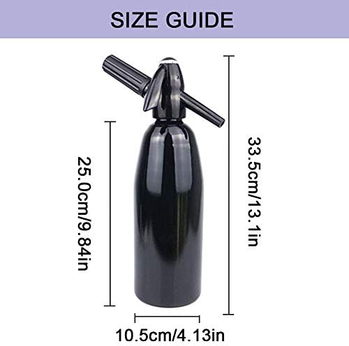 Soda Siphon Maker Making Sparkling Water, Portable Seltzer Bottle, Home Drink Juice Bar Beer Siphon Machine, 1 Liter (CO2 Charges NOT Included), Black
