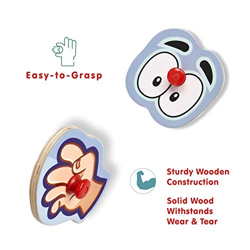 Wooden Peg Puzzle, My Body - Outside - Learning Educational Pegged Puzzle for Toddler & Kids (10 pcs) Gleeporte - Thumbnail 3