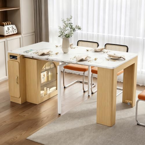 ZHOMGG Îlot Central Cuisine avec Plan de Travail Extensible, Naturel