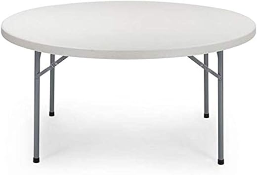EventStable TitanPRO 60in Round Plastic Folding Table, White, 5-Pack | 2in Thick Top, Gravity-Lock Legs, Stain-Resistant, Non-Marring Glides, Lightweight, Ideal for Weddings, Parties, Events