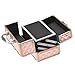GOPLUS Mallette de Maquillage avec Miroir, Coffret de Maquillage avec 2 Etagère, Boîte à Maquillage Diverse Couleurs aux Choix 23x15x18CM (Noir) (Rose)