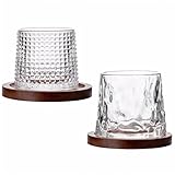 Design rotatif unique: le fond sphérique de ces lunettes de whisky permet un mouvement lisse et rotatif, améliorant l'expérience de consommation d'alcool et ajoutant une touche ludique à votre routine de sirène..Lunettes de whisky ensemble de 2