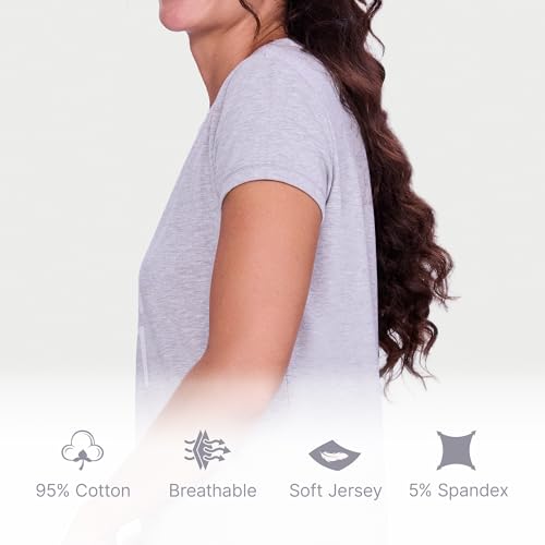 Image of Enamor Short Sleeve Crew Neck Regular Length Basic Crew T-Shirt - Slim Fit, Soft and Breathable Stretch Cotton - E147