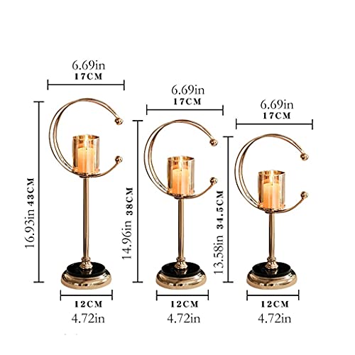 candle-holder Alloy Glass Candlestick Stand Romantic Dining Table Dinner Candlestick Luxury Candlestick Modern Home Decoration Send Candle*1 candlestick(Medium)
