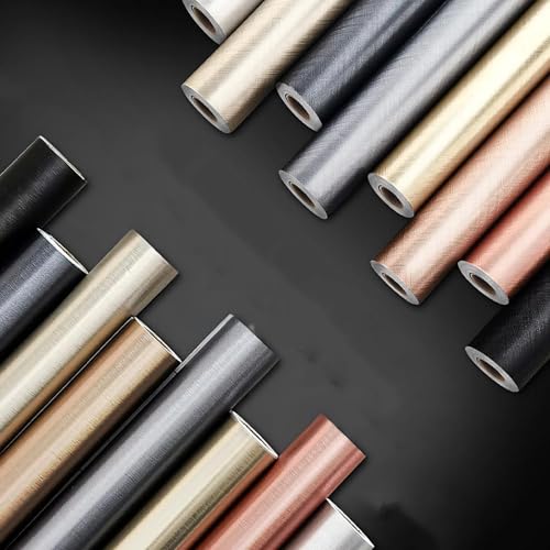 Carta Adesiva Acciaio Inossidabile 5M (16.4 Piedi), Carta da Parati Metallica Autoadesiva, Per Rivestimento Parete Cucina, Top e Cope(Size:40CM,Color:'Twill Stripes - Silver'> strisce twill - argento)